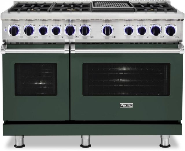 Viking® 7 Series 48" Blackforest Green Pro Style Dual Fuel Natural Gas Range with 12" Griddle-0