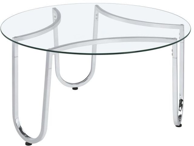 Coaster® Beller Round Tempered Glass Top Coffee Table with Chrome Base-0