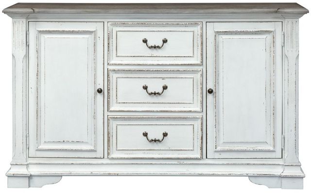 Liberty Furniture Abbey Park Antique White/Weathered Brown Buffet-2