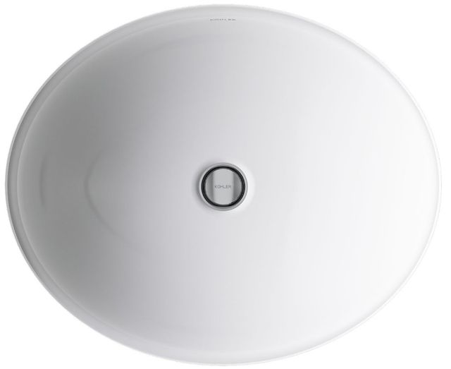 Kohler Caxton® White 19.25" Oval Undermount Bathroom Sink, No Overflow-4