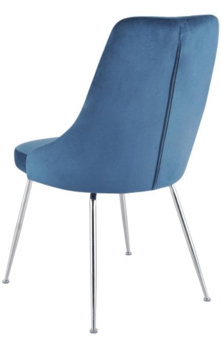 Mazin Furniture Plumeria Blue/Chrome Dining Side Chair -3