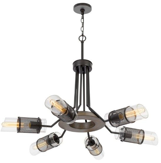 Cal® Lighting & Accessories Savona Black/Wood Chandelier-1