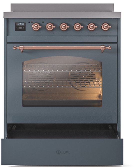Ilve® Nostalgie II Series 30" Blue Grey Pro Style Induction Range-3