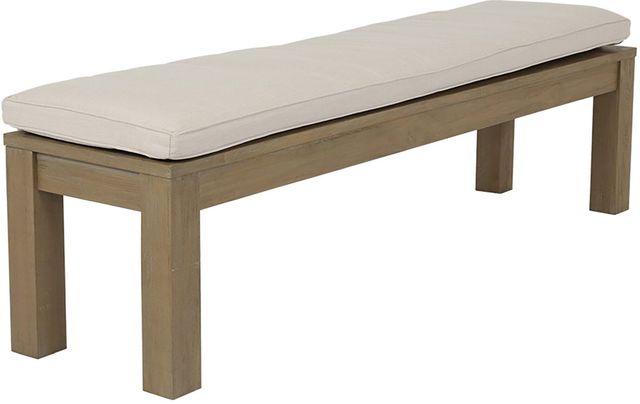 Sunset West Coastal Beige/Natural Fabric/Teak Outdoor Dining Bench-0