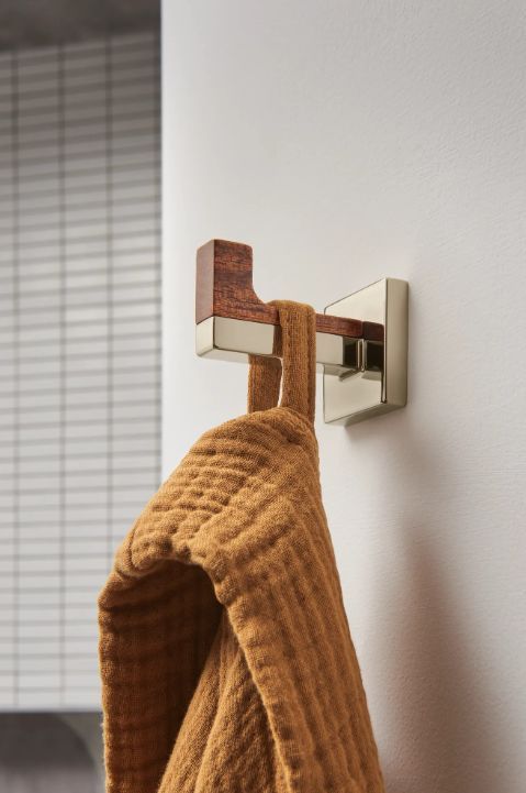 Brizo Frank Lloyd Wright® Bath Collection Brilliance® Polished Nickel/Wood Robe Hook-4