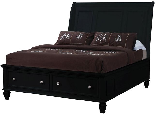 Coaster® Sandy Beach Black Queen Sleigh Bed with Footboard Storage