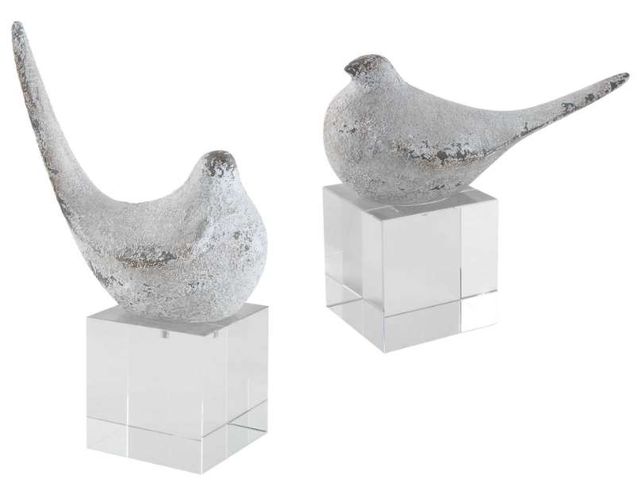 Uttermost® Better Together 2-Piece Gray/Silver Bird Sculpture Set-2