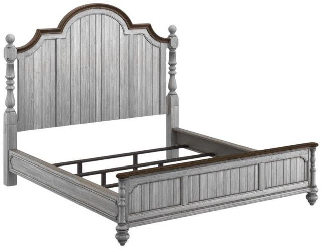 Flexsteel® Plymouth® Distressed Graywash King Panel Bed-1