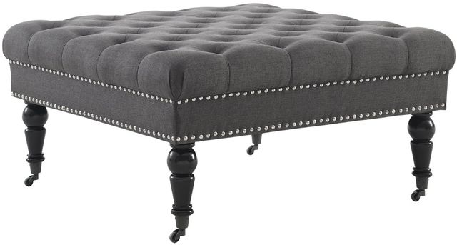 Linon Isabelle Charcoal Tufted Accent Ottoman-0