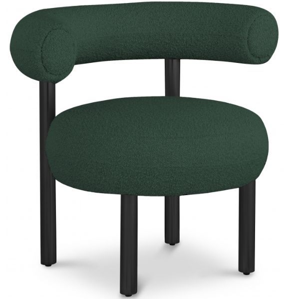 Meridian Furniture Bordeaux Green/Matte Black Boucle Fabric Accent Chair-0