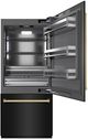 ZLINE Autograph Edition 36" 19.8 Cu. Ft. Black Stainless Steel Built-In Bottom Freezer Refrigerator with Water Dispenser, Ice Maker, Graphite Gray Interior, and Polished Gold Accents-3
