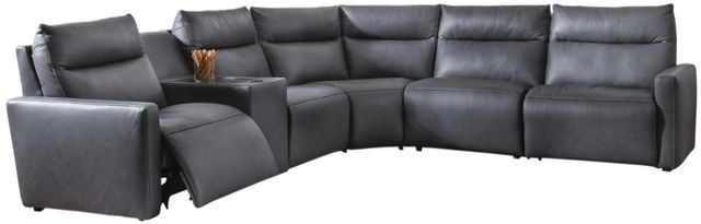 Benchcraft® ModZ 6-Piece Blue Power Reclining L-Shape Sectional with Audio Console-0
