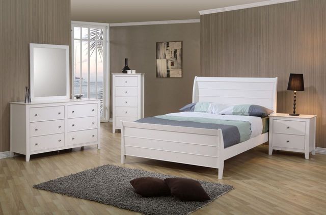 Coaster® Selena 4-Piece Crisp White Full Sleigh Bedroom Set-0