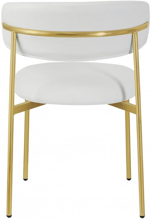 Meridian Furniture Lupita White/Gold Vegan Leather Dining Chair-3