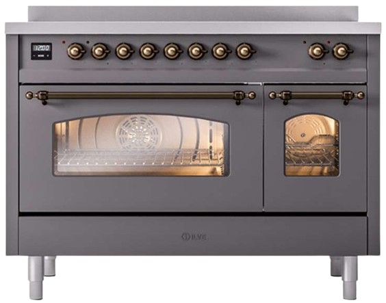 Ilve® Nostalgie II Series 48" Matte Graphite Pro Style Induction Range-3