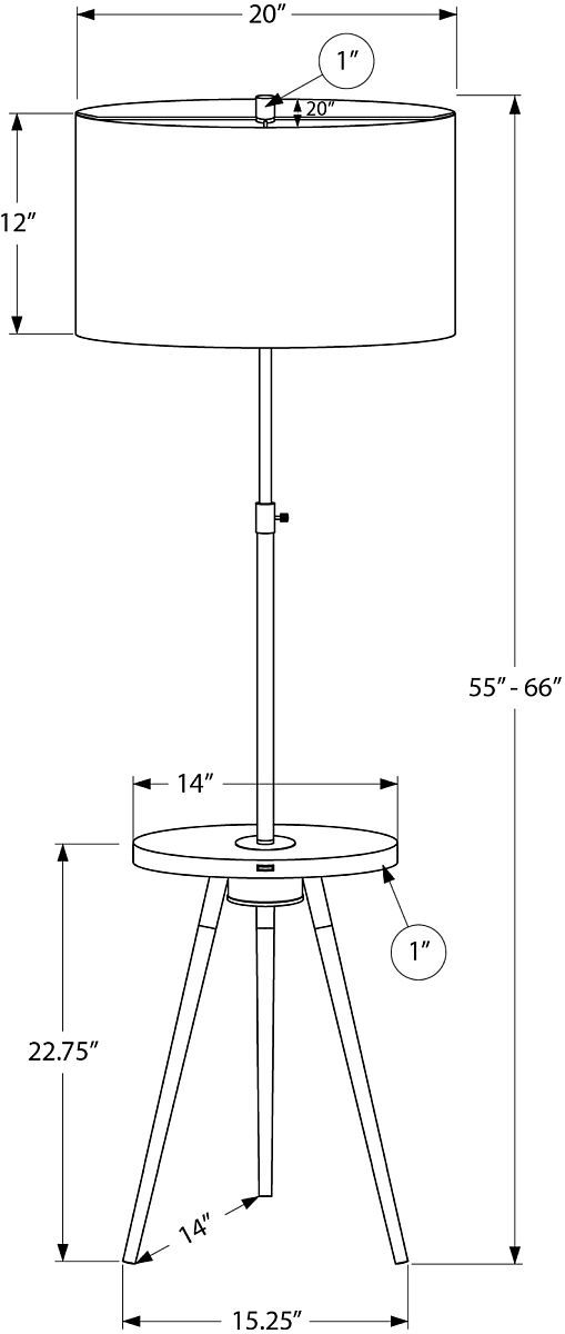Monarch Specialties Inc. Gold Floor Lamp with Round Shelf-1