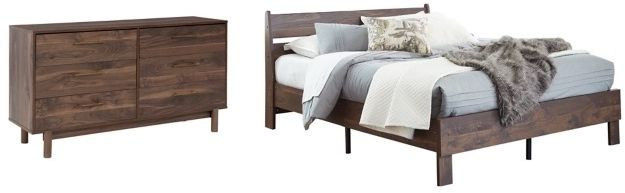 Signature Design by Ashley® Calverson 2-Piece Mocha Full Platform Bed Set-0