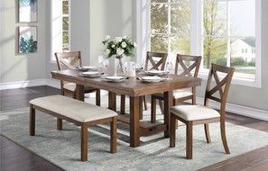 Mazin Furniture Bonner Beige/Brown Dining Bench-2