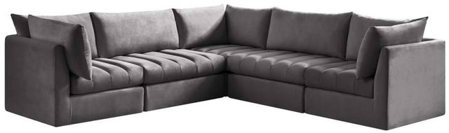 Meridian Furniture Jacob 5-Piece Grey Velvet Modular Sectional Set-0