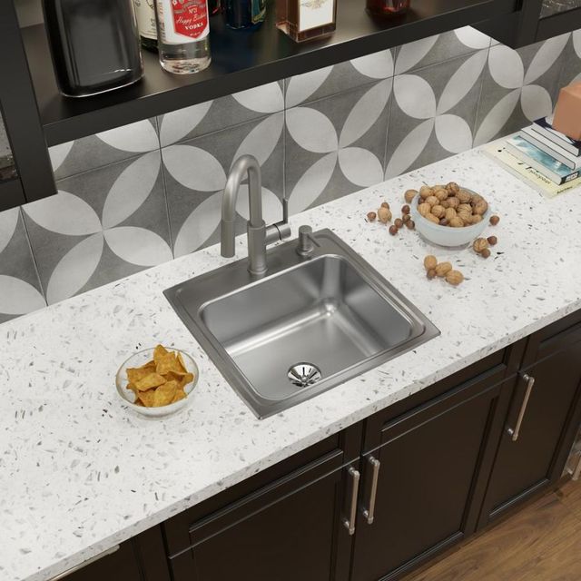 Elkay Lustertone® Classic Lustrous Satin 19-1/2" x 19" x 7-1/2" MR2-Hole Single Bowl Drop-In Sink with Perfect Drain®-2