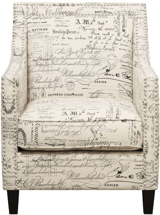 Elements International Erica Beige French Script Chair-3