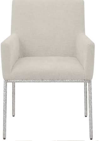 Meridian Furniture Reeves Cream/Brushed Silver Chenille Upholstered Dining Chair-1