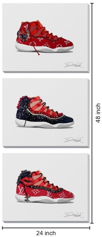 Classy Living 3-Piece Red and Black Luxe Sneaker Collection Wall Art Set-2