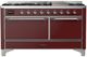 Ilve® Majestic III 60" Burgundy Pro Style Dual Fuel Natural Gas Range with Solid Door and Chrome Trim-0