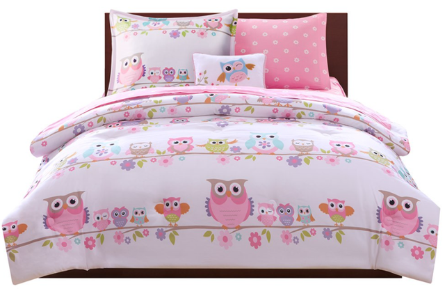Olliix by Mi Zone Kids Wise Wendy White Twin Owl Complete Bed and Sheet Set-1