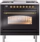 Ilve® Nostalgie II Series 36" Glossy Black Pro Style Dual Fuel Range-0