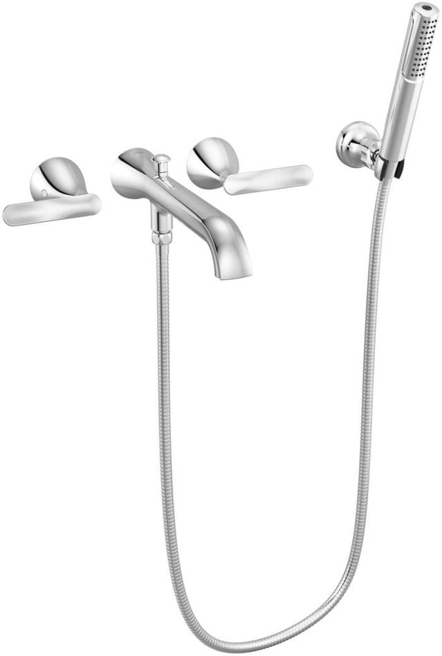 Delta Bonacci™ Lumicoat® Chrome Two Handle Wall Mount Tub Filler Trim with Hand Shower-0