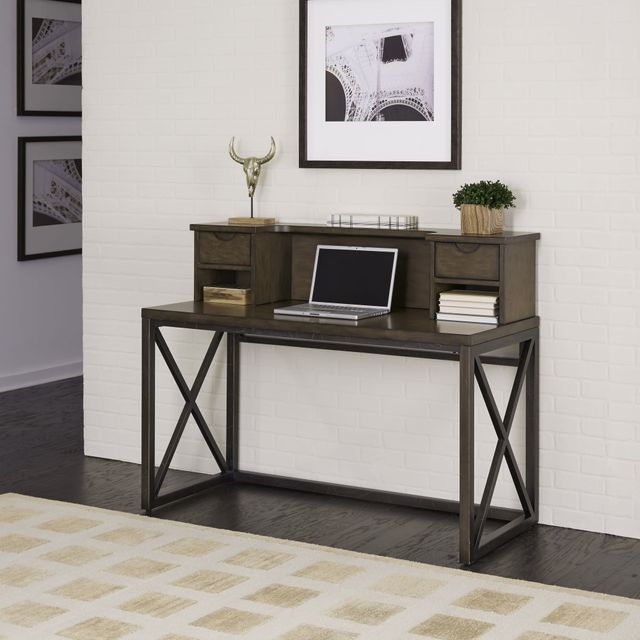 homestyles® Xcel Brown Desk with Hutch-1