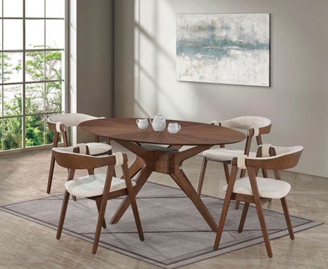 Furniture of America® Ebikon 5-Piece Walnut Oval Dining Table Set-3