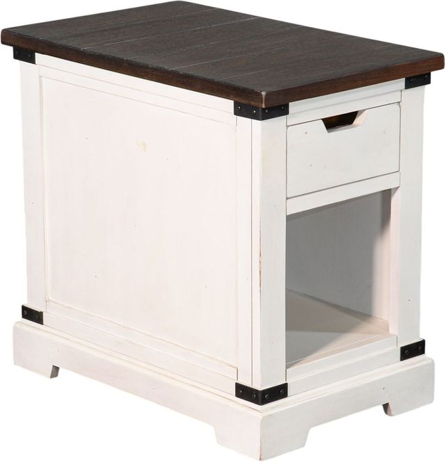 Sunny Designs™ French Country Brown Chair Side Table with White Base-0
