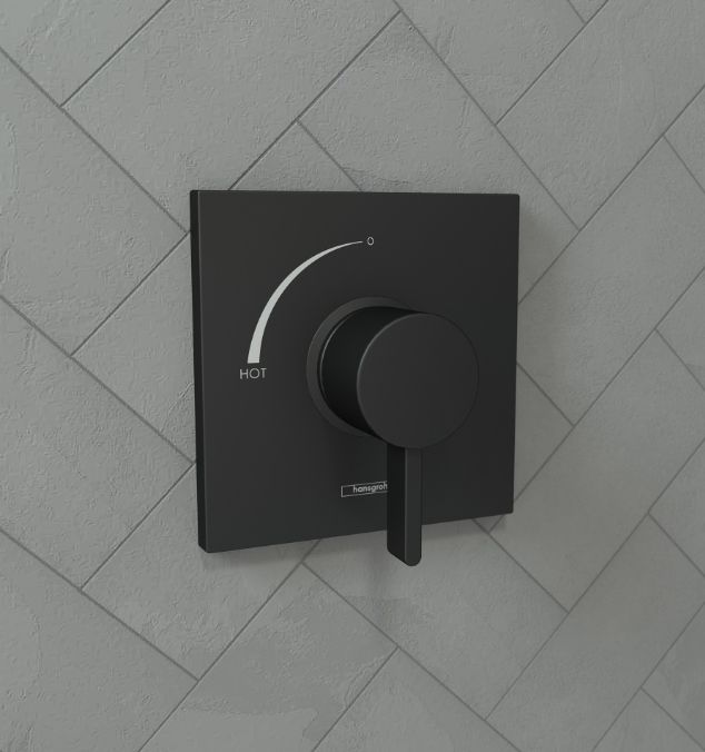 Hansgrohe Ecostat Square Matte Black Pressure Balance Trim-2