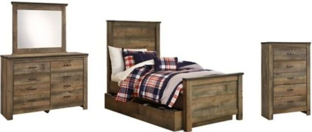Signature Design by Ashley® Trinell 4-Piece Brown Twin Panel Bed Set-0