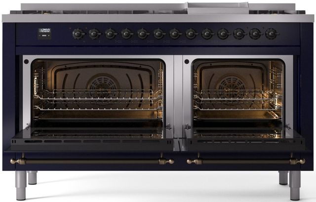 Ilve® Nostalgie II Series 60" Midnight Blue Pro Style Dual Fuel Range-1