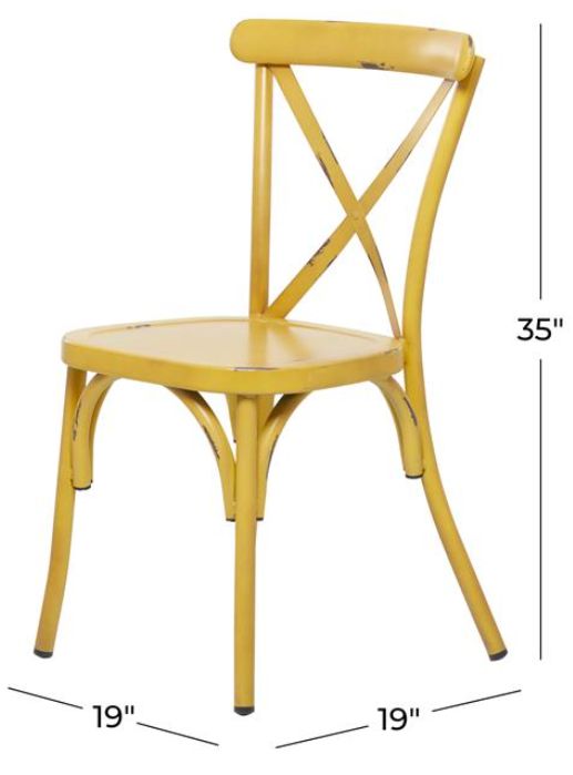 Deco Marche Yellow Metal Outdoor Dining Side Chair-3