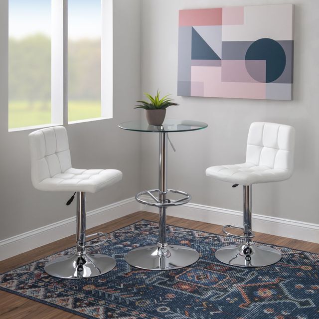 Powell® Brandt 3-Piece Chrome/White Pub Table Set-2