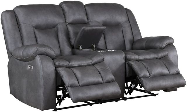 New Classic® Home Furnishings Morello Gray Power Console Loveseat-3