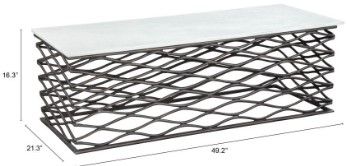 Zuo® Modern Duchess White Coffee Table with Antique Black Steel Base-3
