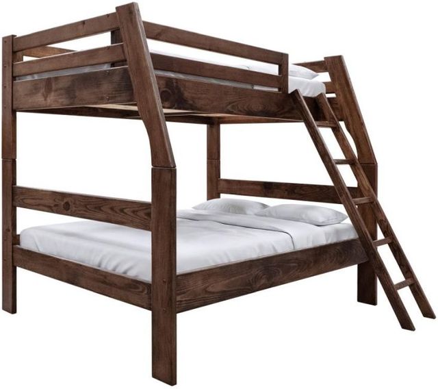 International Furniture Direct Forte Brown Youth Twin Over Full Bunk Bed-0