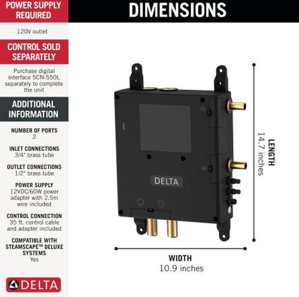 Delta Universal Showering ShowerSense Digital 4-Port Thermostatic Shower Rough-3