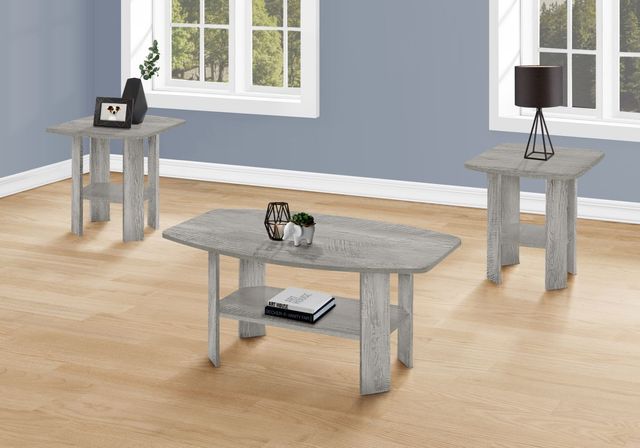 Monarch Specialties Inc. 3 Piece Gray Table Set-1