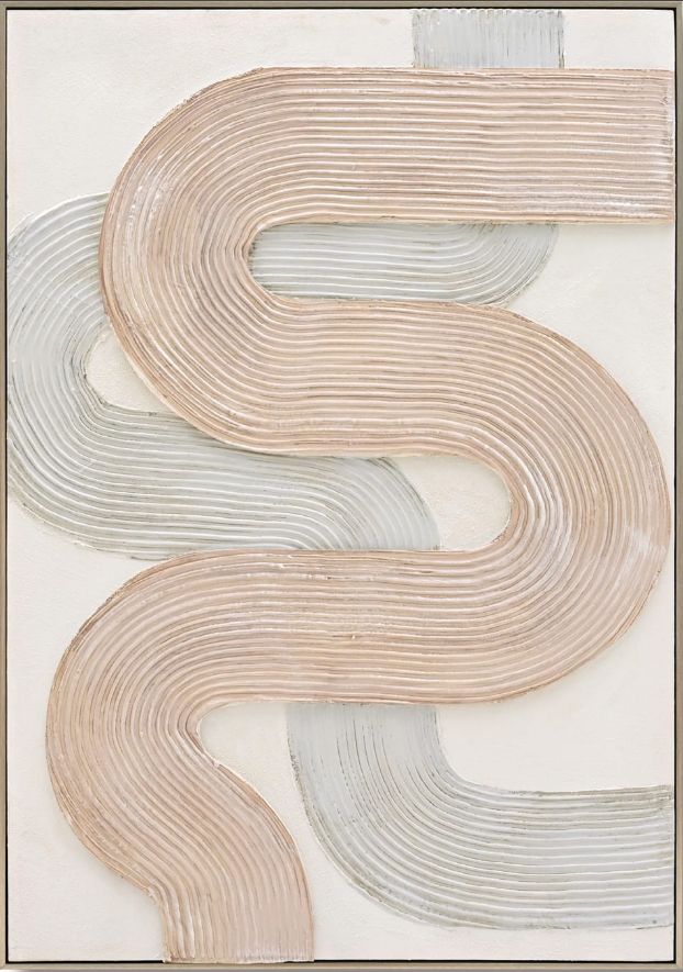 Classy Living Mesmerizing Blush and Ivory Raised Curve Abstract Wall Art-0
