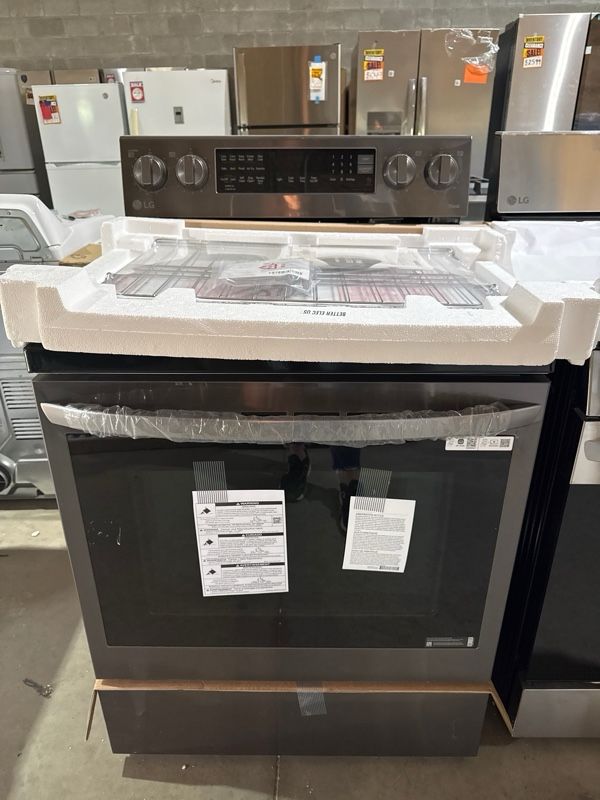 Clearance LG 30" PrintProof™ Black Stainless Steel Freestanding Electric Smart Range with Air Fry-0