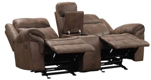 Furniture of America® Agata Brown Manual Glider Reclining Loveseat-1