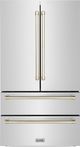 ZLINE Autograph Edition 36" 22.5 Cu. Ft. Fingerprint Resistant Stainless Steel Counter Depth French Door Refrigerator with Polished Gold Traditional Handles-0