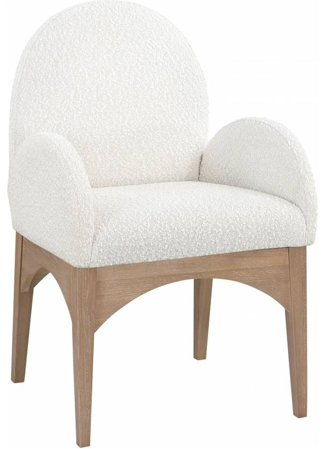 Meridian Furniture Waldorf Cream/Natural Boucle Upholstered Dining Arm Chair-0