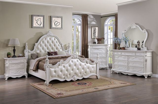 Furniture of America® Cremona 4-Piece White Queen Bedroom Set-0